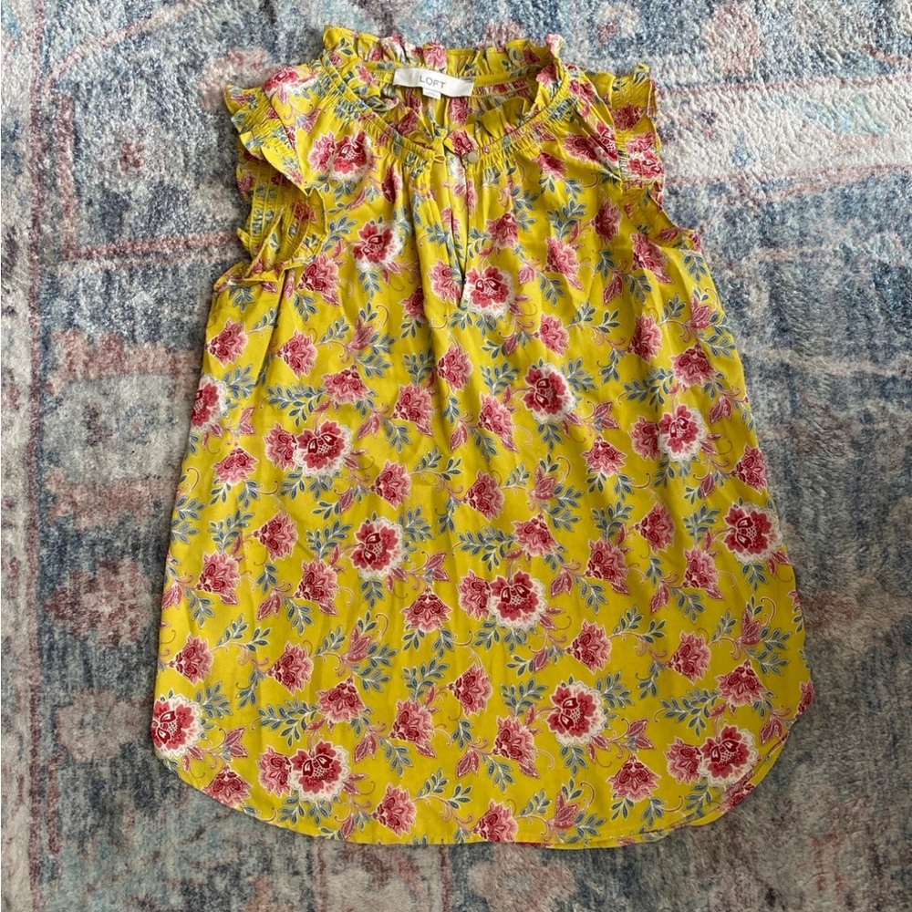 Floral Yellow Sleeveless Top